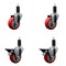 Service Caster 3.5'' Red Poly Wheel Swivel 1-1/4'' Expanding Stem Caster Set 2 Brakes, 4PK SCC-EX20S3514-PPUB-RED-2-PLB-2-114 - alternate 1